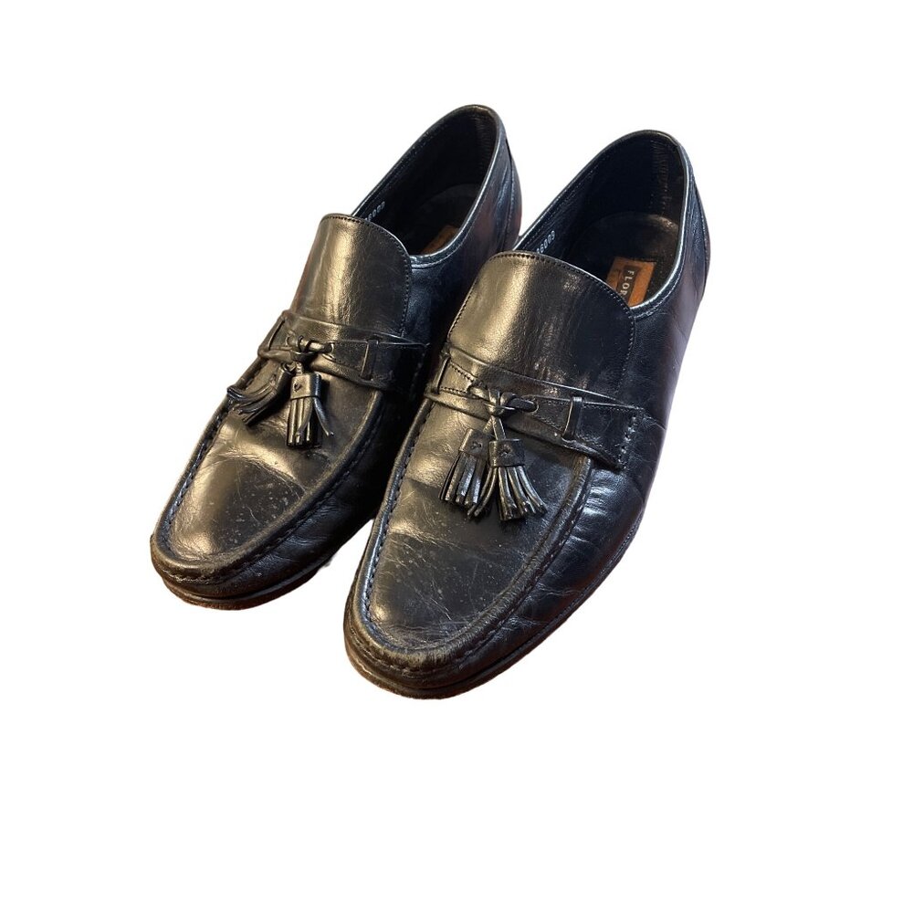 Florsheim Mens Black Tassel Detail Slip On Loafers Sz 9.5